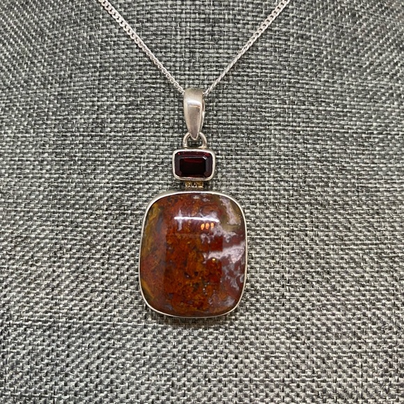 Pendant with garnet - Sterling Silver - Picture 12 of 12